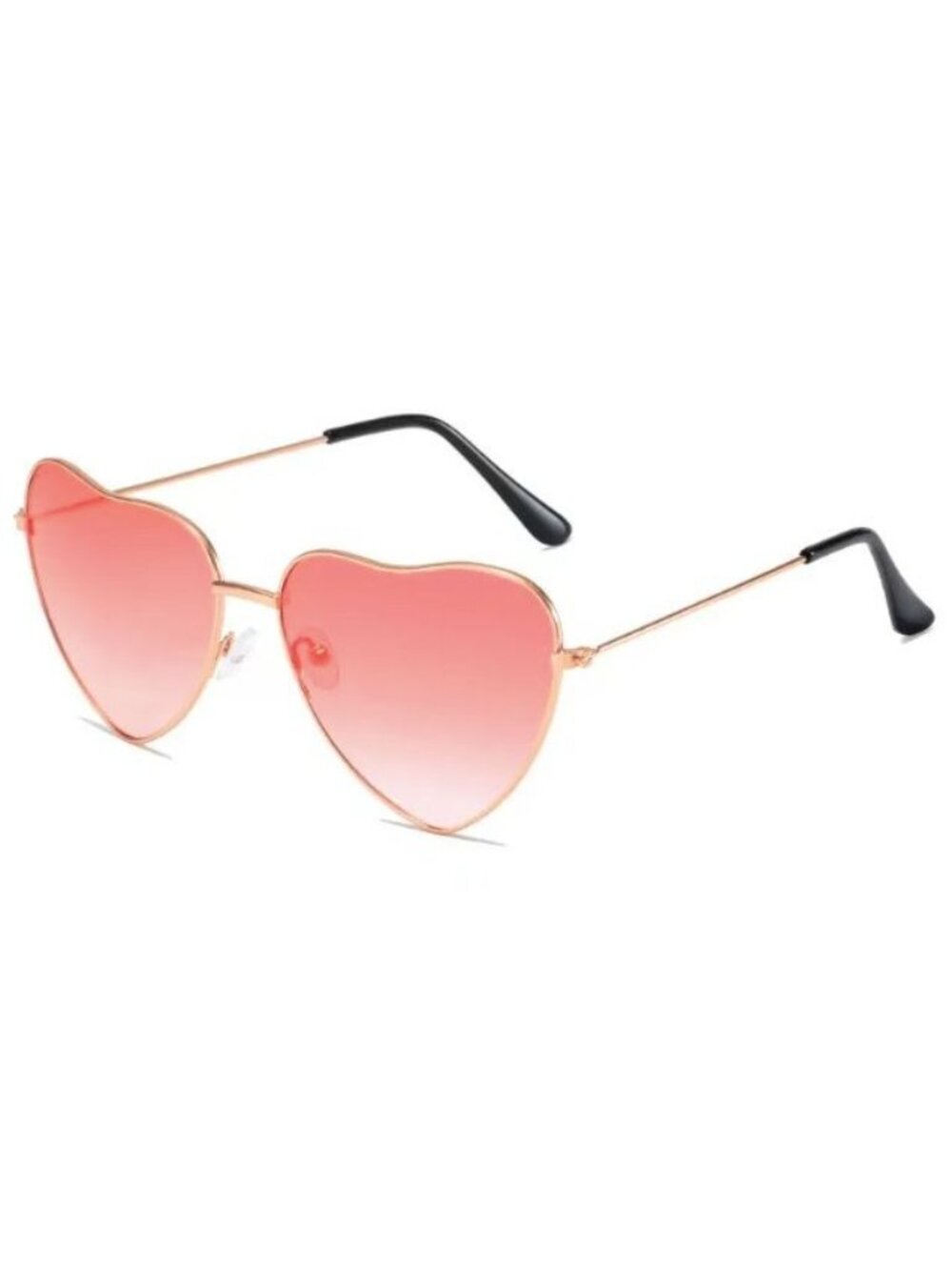 Heart-Shaped Red Gradient Lenses Sunglasses With Gold Frame